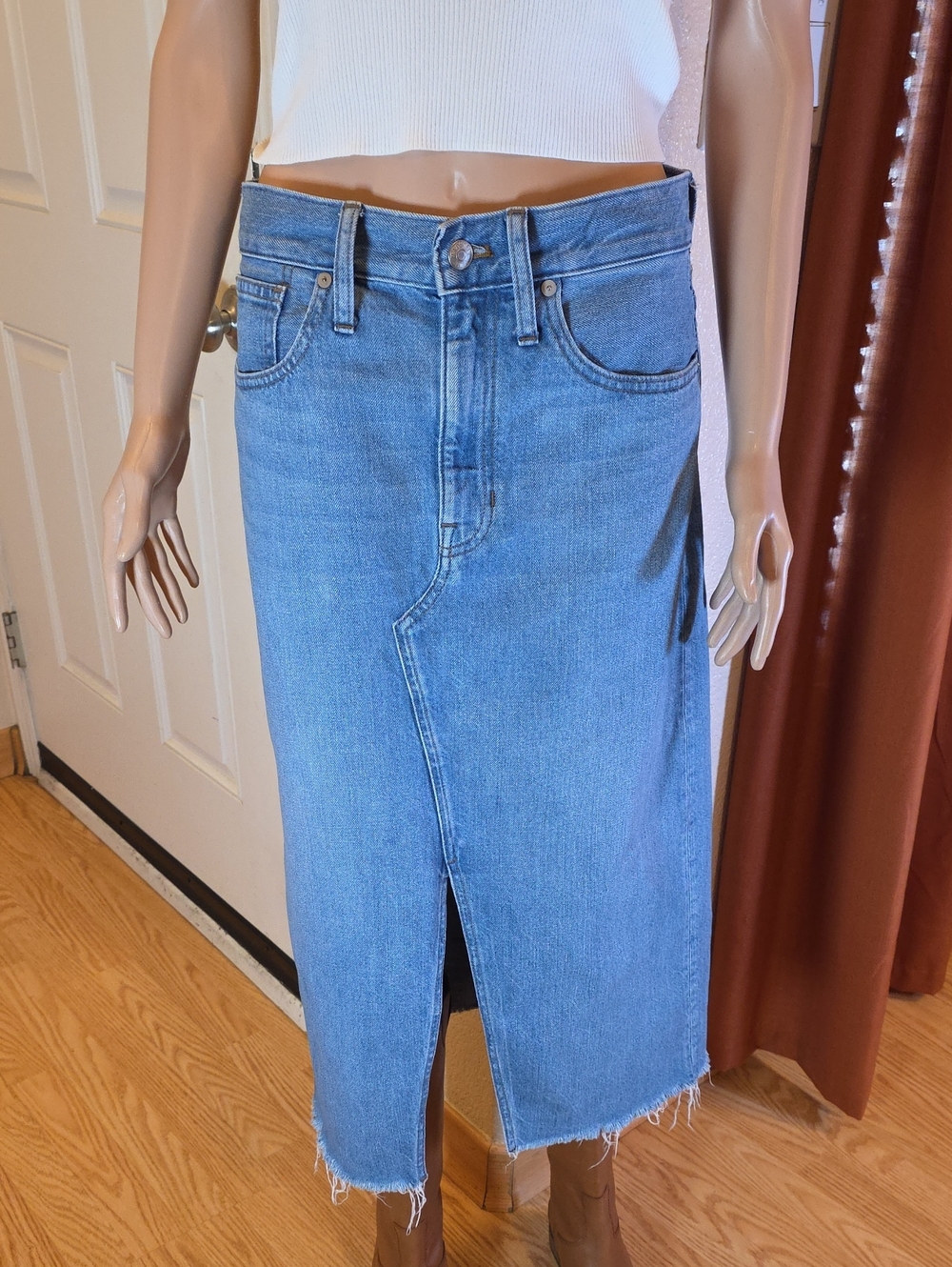 Madewell The Rilee Denim Mini Skirt, Enmore Wash Sz 27 EUC - Picture 9 of 15